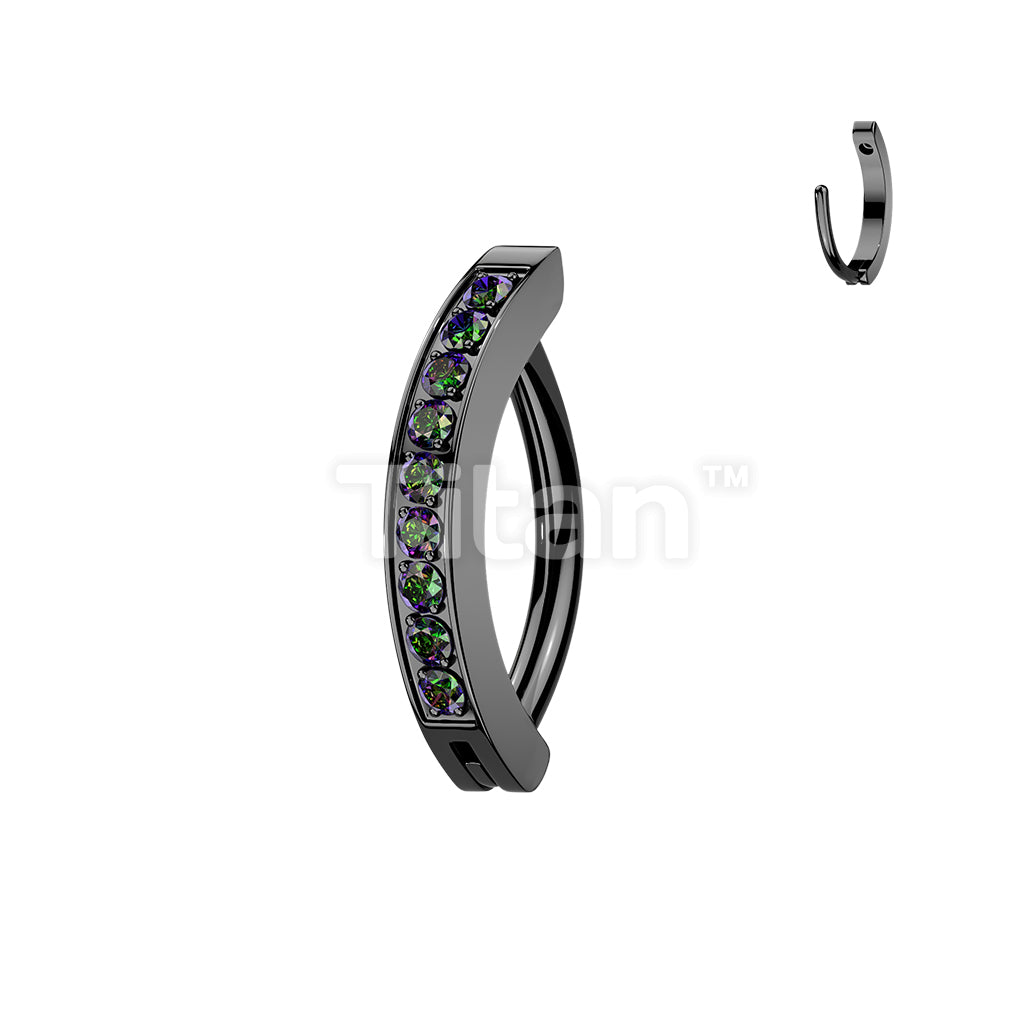 Titanium Hinged Hoop Clicker Eyebrow Ring With 1.5mm CNC Set CZs - Image 5