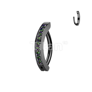 Titanium Hinged Hoop Clicker Eyebrow Ring With 1.5mm CNC Set CZs - Image 5