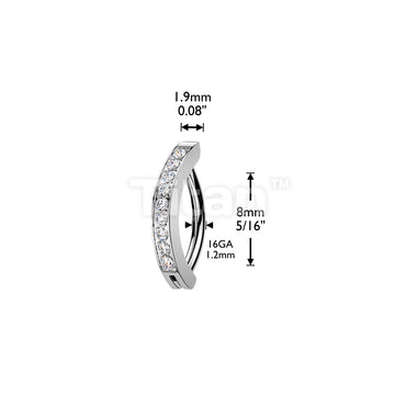 Titanium Hinged Hoop Clicker Eyebrow Ring With 1.5mm CNC Set CZs - Image 9