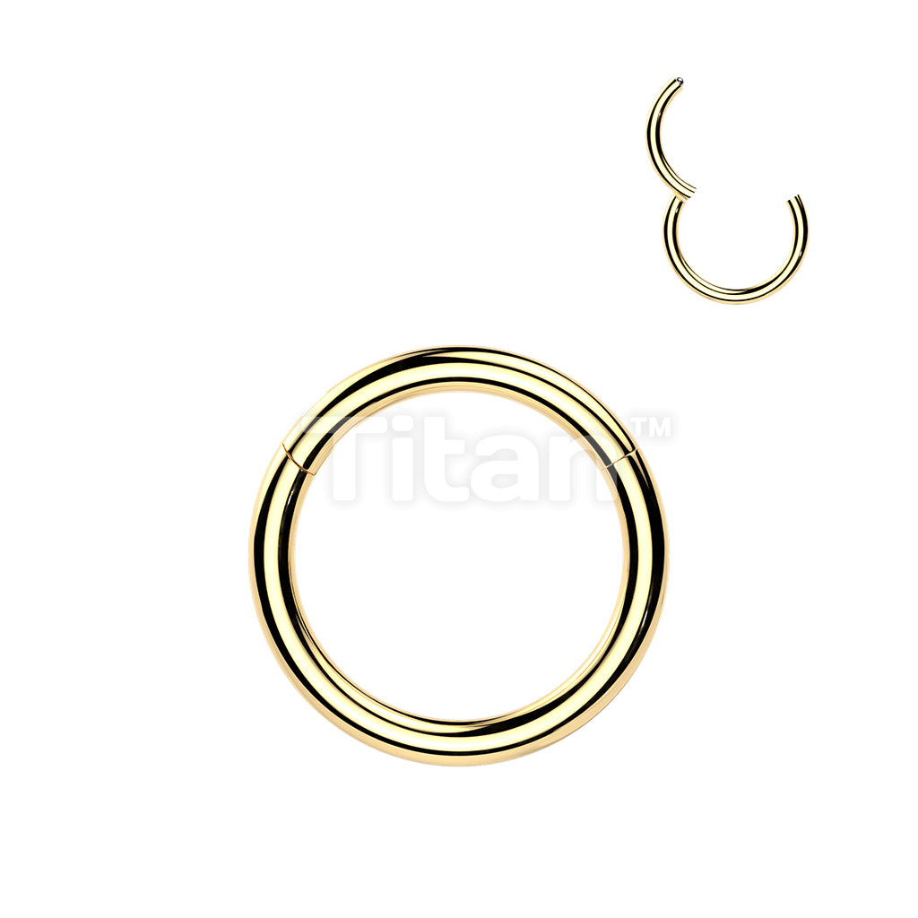24K Gold PVD Titanium Hinged Segment Hoop Ring - Image 2
