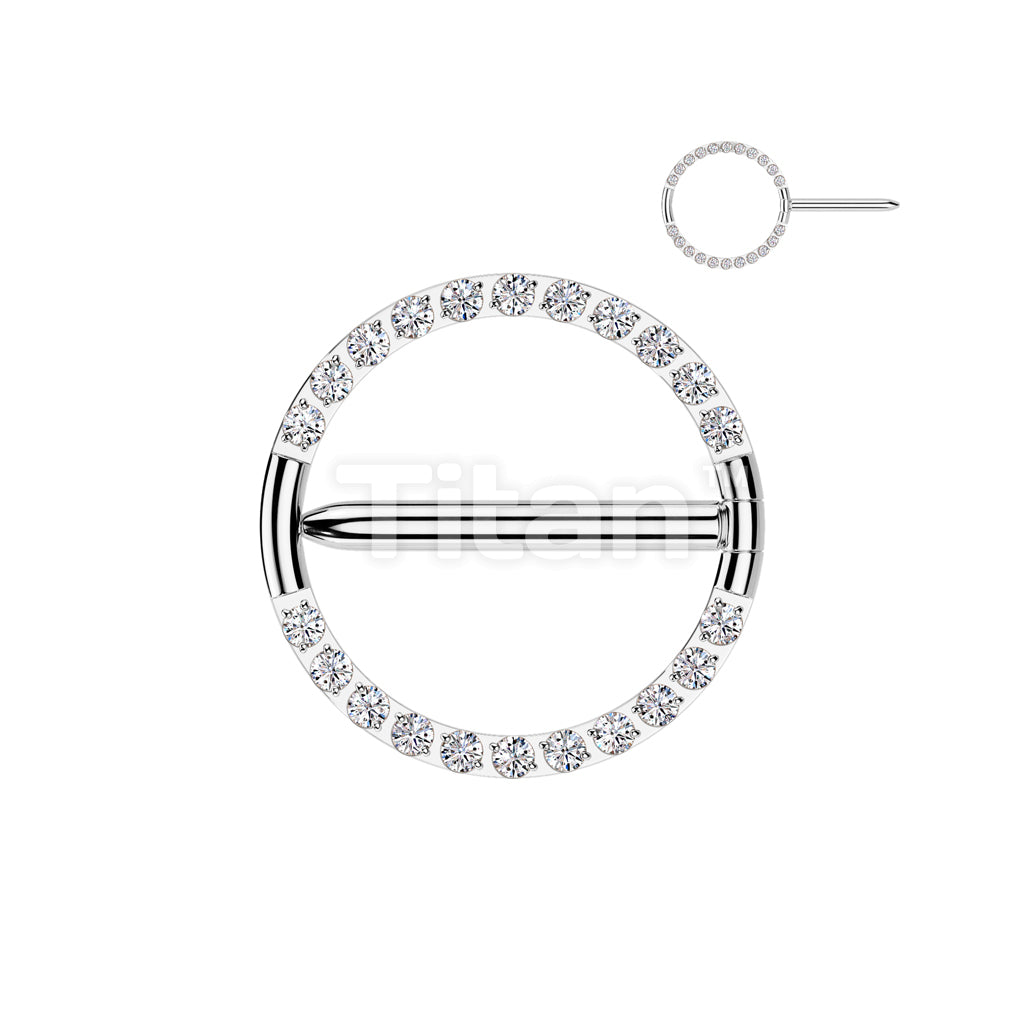 Implant Grade Titanium Nipple Hoop Swinging Clicker With CNC Pave CZ - Image 2