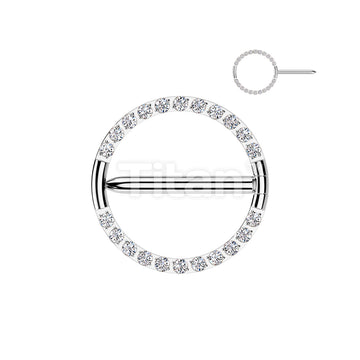 Implant Grade Titanium Nipple Hoop Swinging Clicker With CNC Pave CZ - Image 2