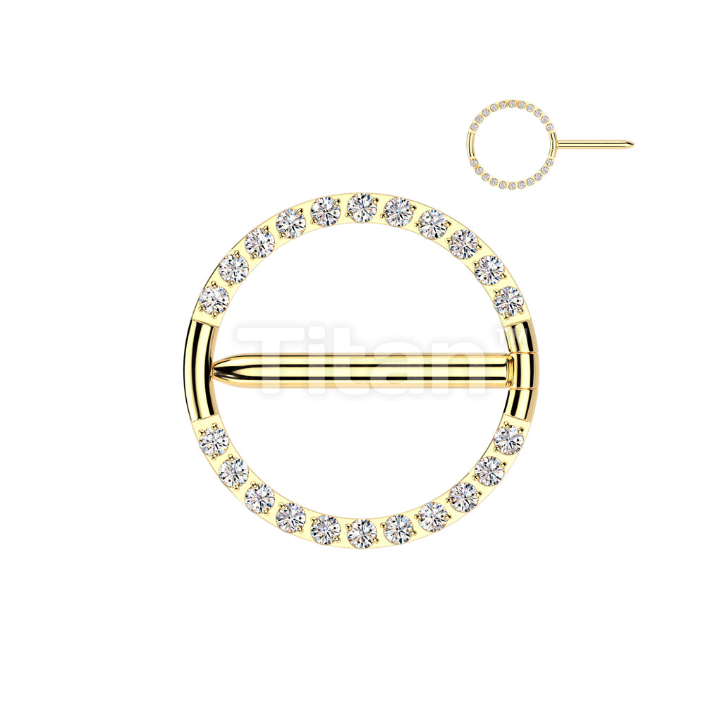 Implant Grade Titanium Nipple Hoop Swinging Clicker With CNC Pave CZ - Image 3