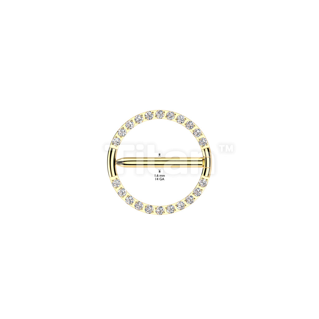 Implant Grade Titanium Nipple Hoop Swinging Clicker With CNC Pave CZ - Image 4
