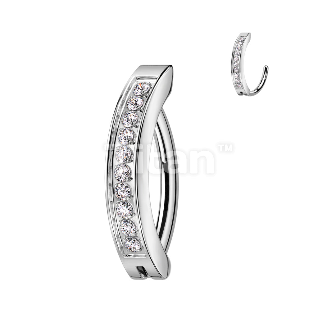 ASTM F136 Titanium Implant Grade Titanium Hinged Hoop With CNC Set CZ... - Image 2