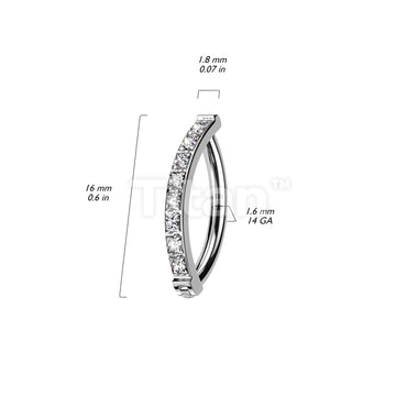 Implant Grade Titanium Hinged Hoop With Pave Square CZ Belly Button Ring - Image 7