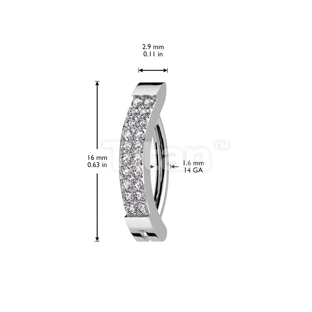 Implant Grade Titanium Hinged Hoop With Double Line CNC Set CZ Belly Button Ring - Image 5