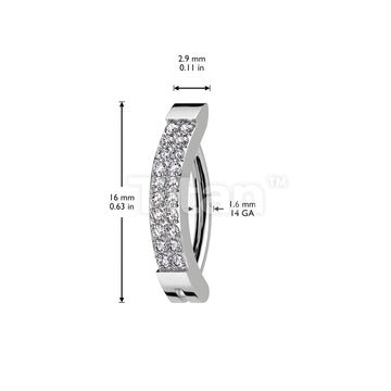 Implant Grade Titanium Hinged Hoop With Double Line CNC Set CZ Belly Button Ring - Image 5
