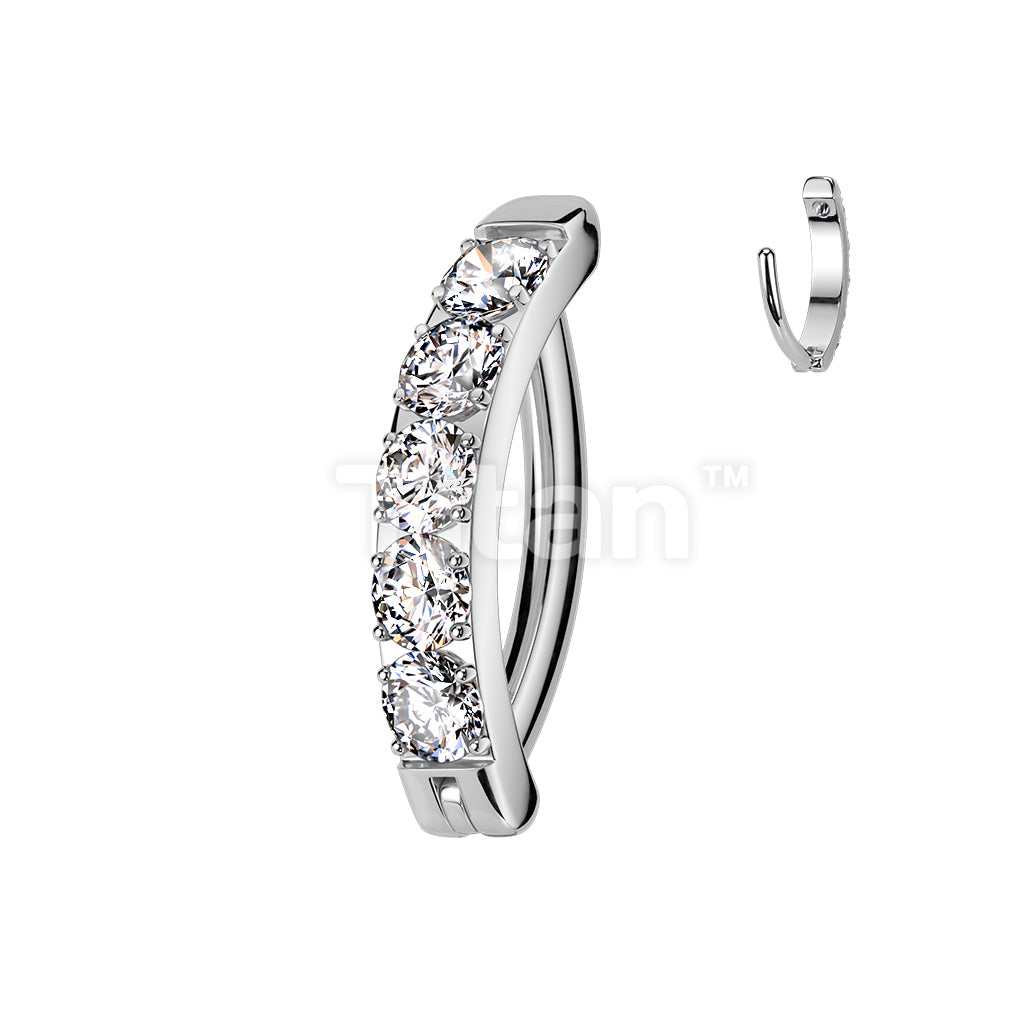 Implant Grade Titanium Hinged Hoop With CNC Set CZ Belly Button Ring - Image 2