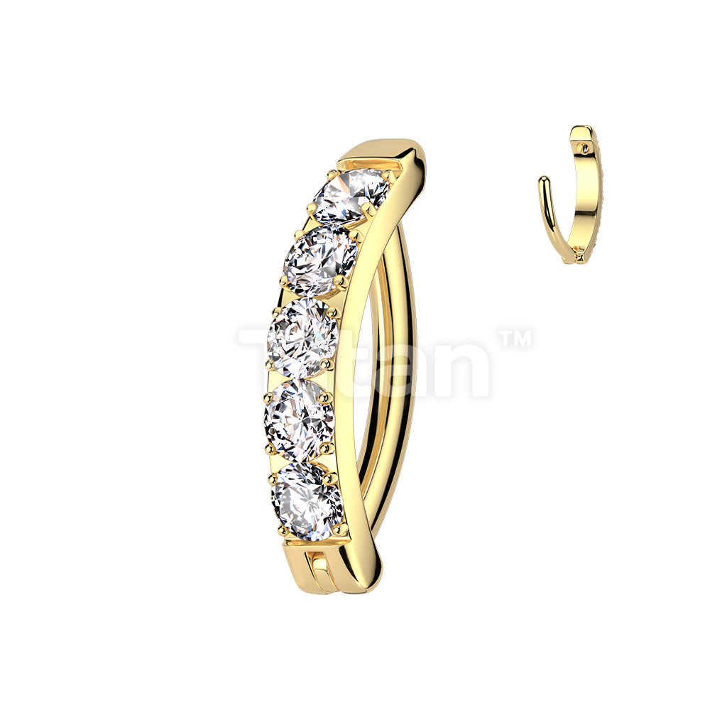 Implant Grade Titanium Hinged Hoop With CNC Set CZ Belly Button Ring - Image 3