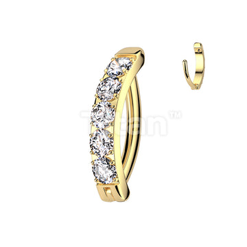 Implant Grade Titanium Hinged Hoop With CNC Set CZ Belly Button Ring - Image 3