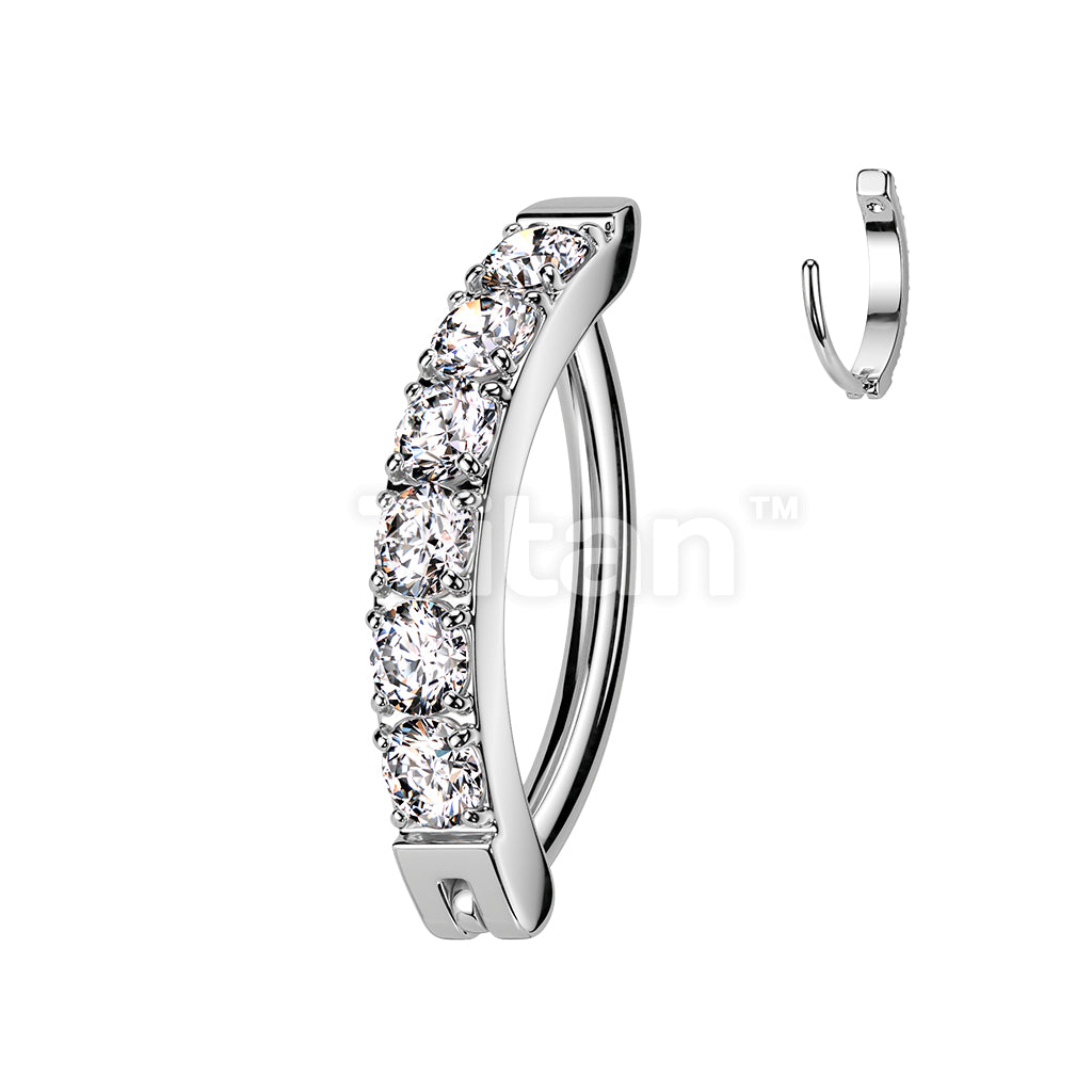 Implant Grade Titanium Hinged Hoop With CNC Set CZ Belly Button Ring - Image 4