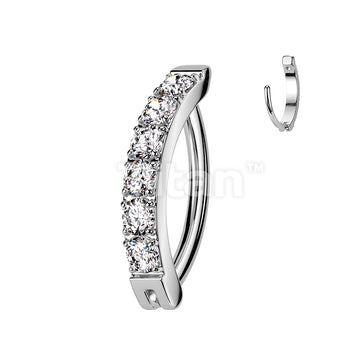 Implant Grade Titanium Hinged Hoop With CNC Set CZ Belly Button Ring - Image 4