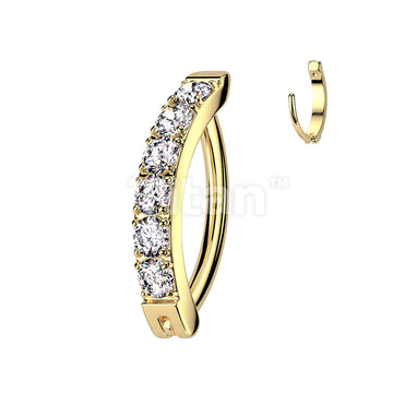 Implant Grade Titanium Hinged Hoop With CNC Set CZ Belly Button Ring - Image 5