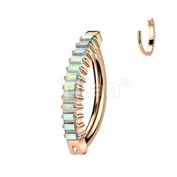 Implant Grade Titanium Hinged Vertical Baguette CZ Hoop Belly Button Ring - Image 4
