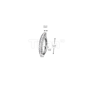 Implant Grade Titanium Hinged Vertical Baguette CZ Hoop Belly Button Ring - Image 5
