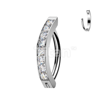 Titanium Hinged Hoop Belly Button Ring With 2mm CNC Set CZs - Image 3