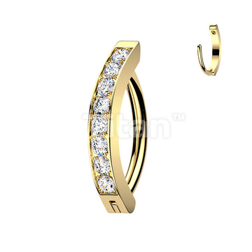 Titanium Hinged Hoop Belly Button Ring With 2mm CNC Set CZs - Image 4