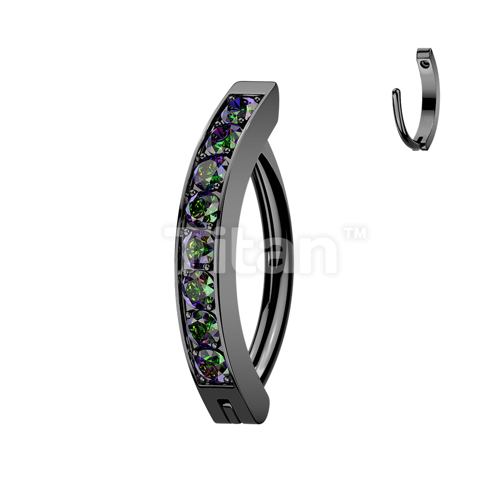 Titanium Hinged Hoop Belly Button Ring With 2mm CNC Set CZs - Image 5