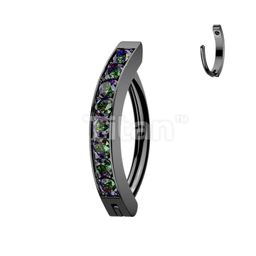 Titanium Hinged Hoop Belly Button Ring With 2mm CNC Set CZs - Image 5