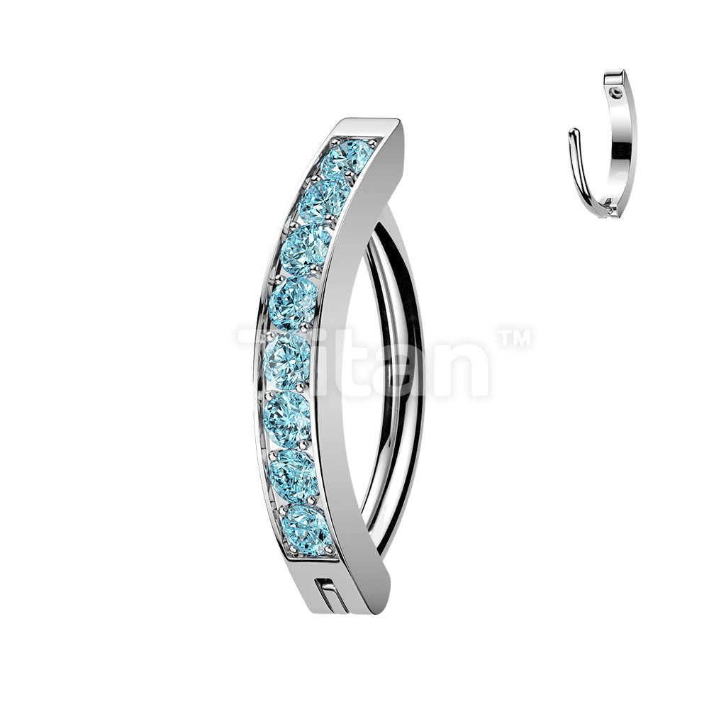 Titanium Hinged Hoop Belly Button Ring With 2mm CNC Set CZs - Image 7