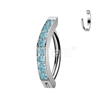 Titanium Hinged Hoop Belly Button Ring With 2mm CNC Set CZs - Image 7