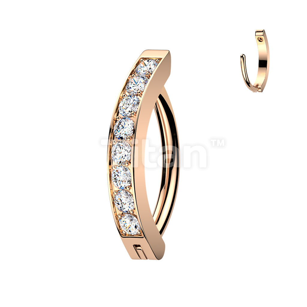 Titanium Hinged Hoop Belly Button Ring With 2mm CNC Set CZs - Image 8