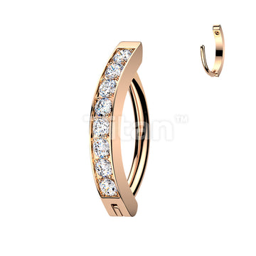 Titanium Hinged Hoop Belly Button Ring With 2mm CNC Set CZs - Image 8