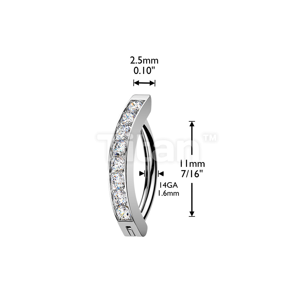 Titanium Hinged Hoop Belly Button Ring With 2mm CNC Set CZs - Image 9