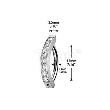 Titanium Hinged Hoop Belly Button Ring With 2mm CNC Set CZs - Image 9