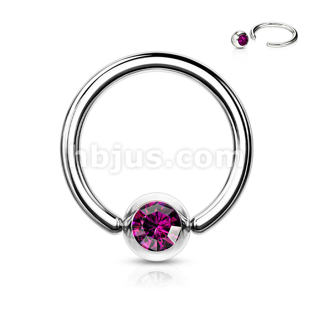 Press Fit Gem Ball 316L Surgical SteelCaptive Bead Ring - Image 2