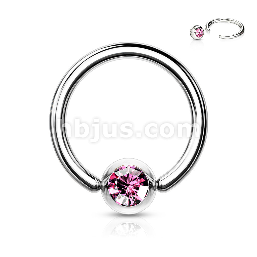 Press Fit Gem Ball 316L Surgical SteelCaptive Bead Ring - Image 7