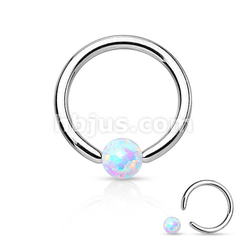 Synthetic Opal Stone 316L Surgical Steel Captive Bead Ring - Image 3