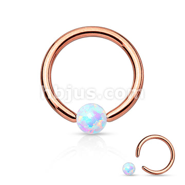 Synthetic Opal Stone Iron Plating over 316L Surgical Steel Captive Bead... - Image 4