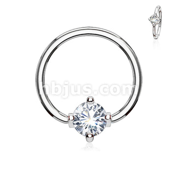 316L Surgical Steel Prong Set Round CZ Captive Rings 316L Surgical Steel - Image 3