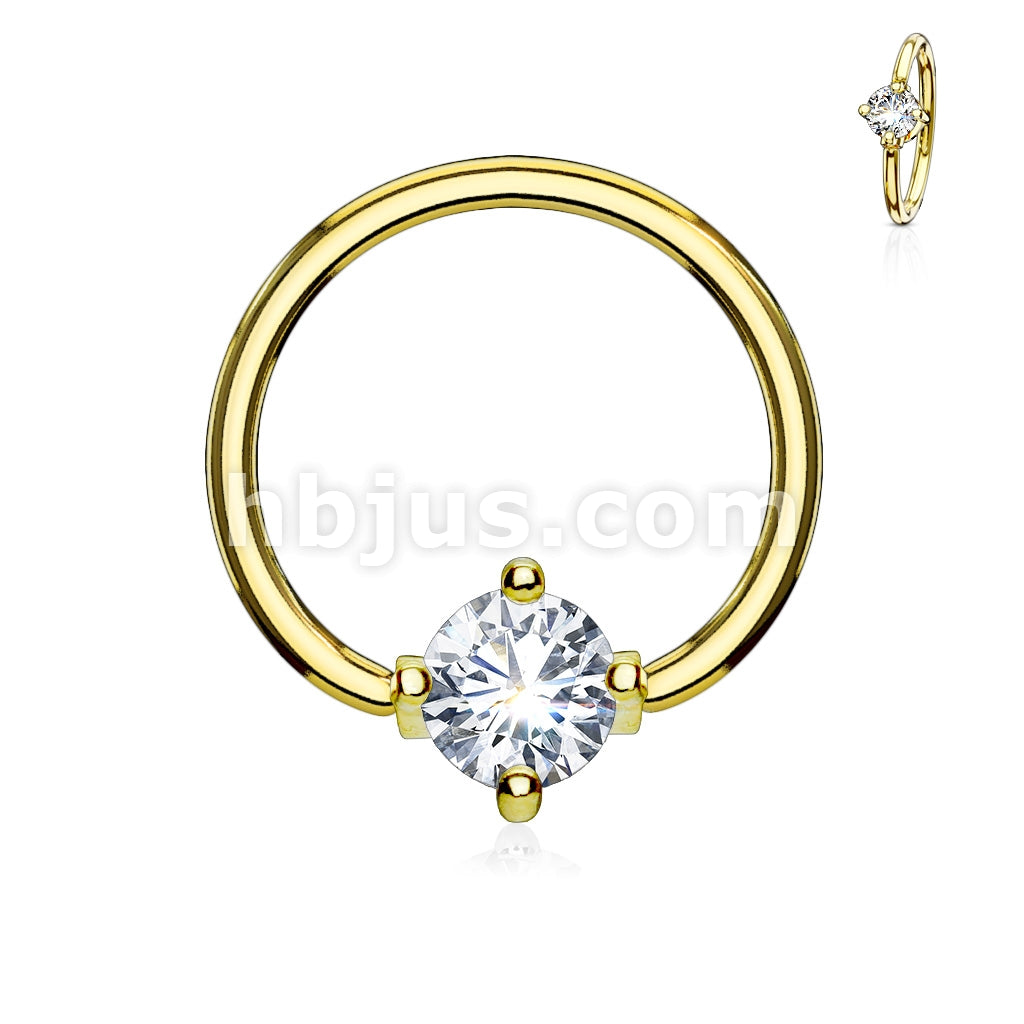 316L Surgical Steel Prong Set Round CZ Captive Rings 316L Surgical Steel - Image 4
