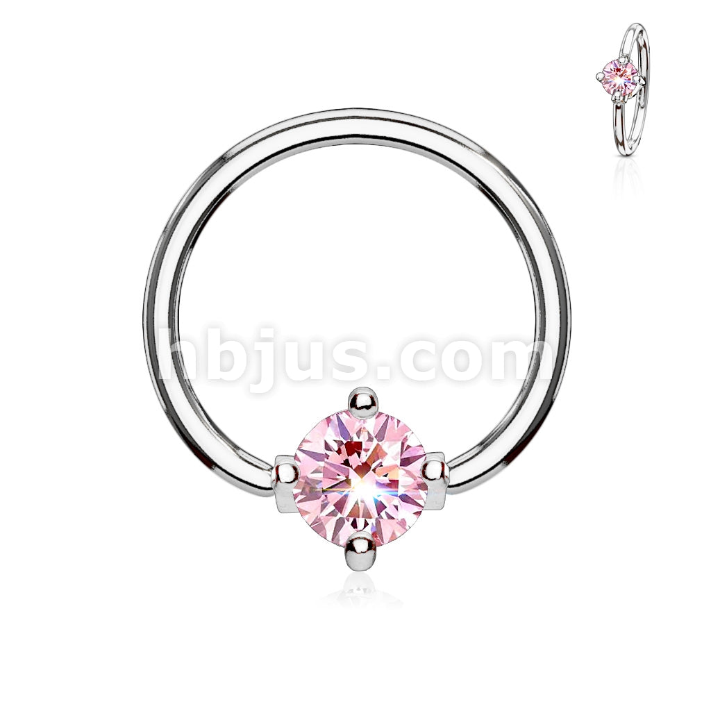 316L Surgical Steel Prong Set Round CZ Captive Rings 316L Surgical Steel - Image 6