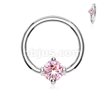 316L Surgical Steel Prong Set Round CZ Captive Rings 316L Surgical Steel - Image 6