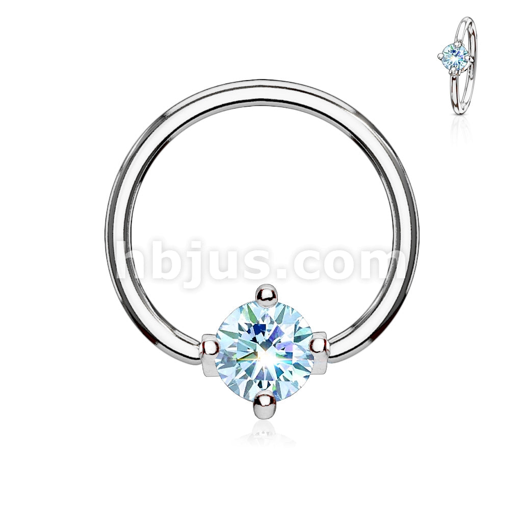 316L Surgical Steel Prong Set Round CZ Captive Rings 316L Surgical Steel - Image 7