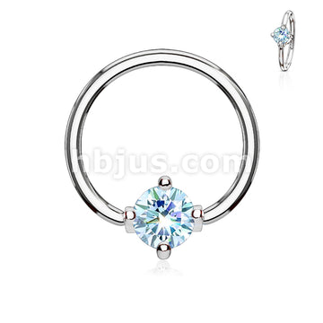 316L Surgical Steel Prong Set Round CZ Captive Rings 316L Surgical Steel - Image 7