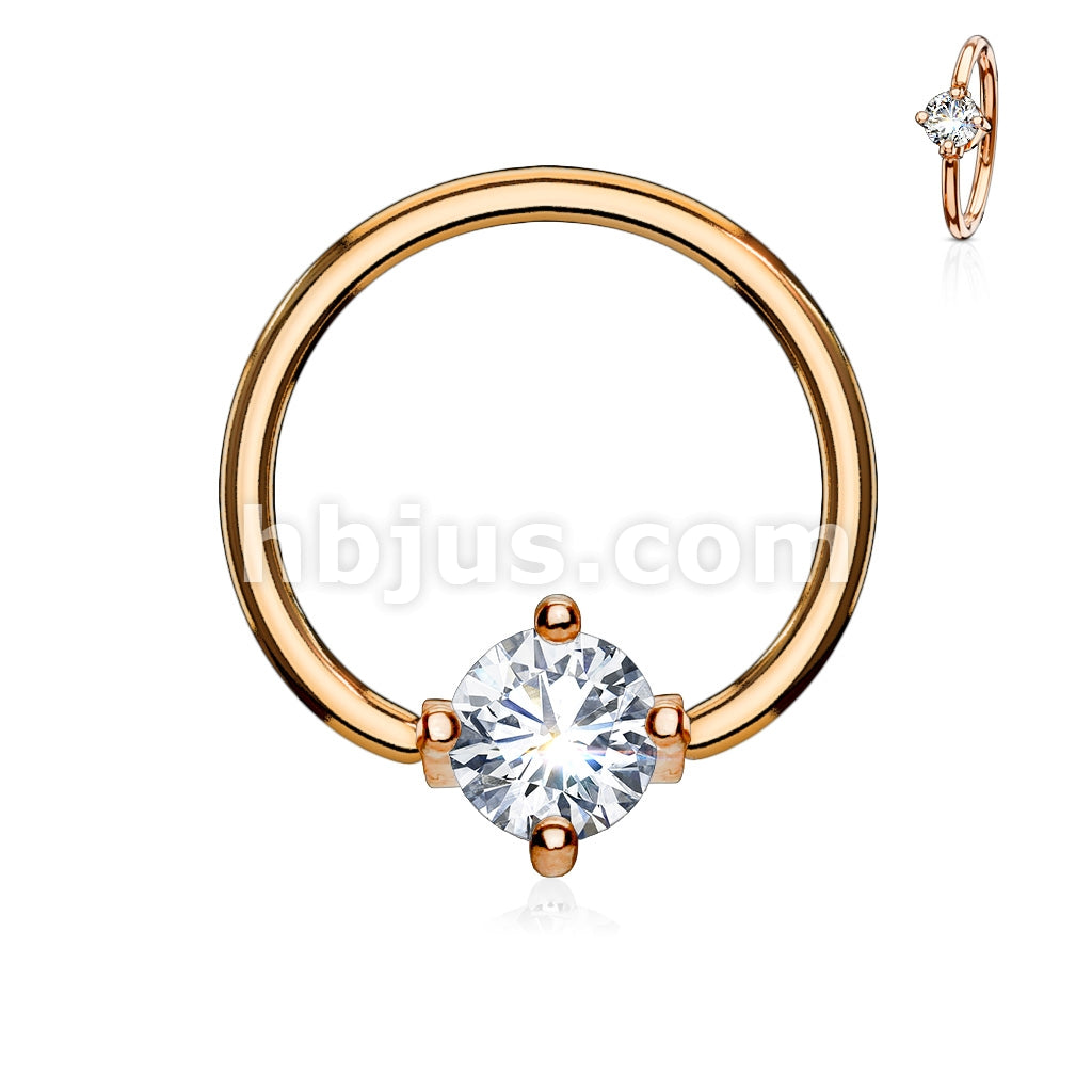 316L Surgical Steel Prong Set Round CZ Captive Rings 316L Surgical Steel - Image 8