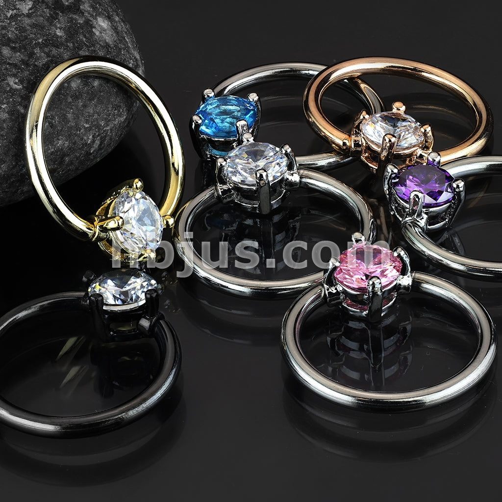 316L Surgical Steel Prong Set Round CZ Captive Rings 316L Surgical Steel - Image 9