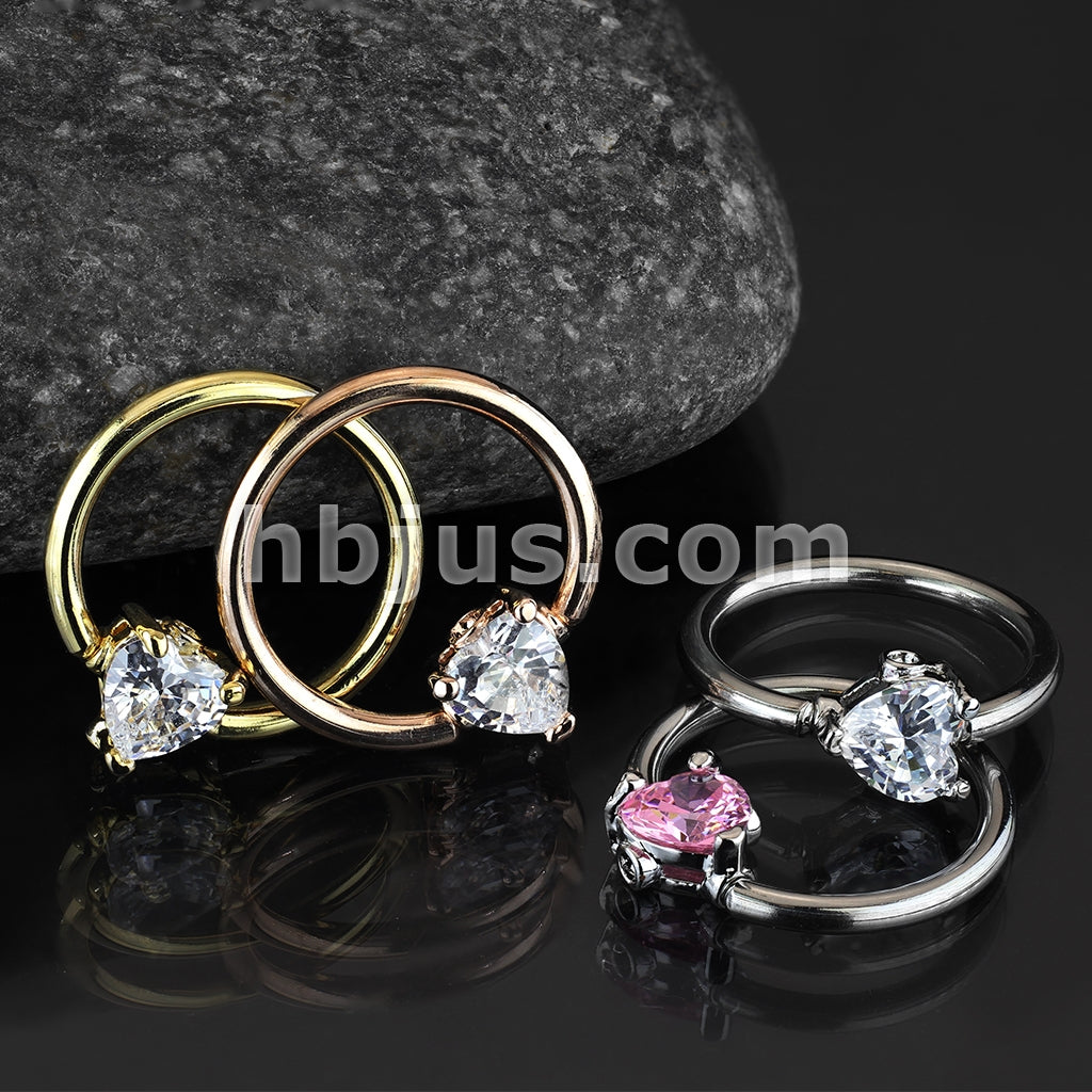 316L Surgical Steel Multi Directional CZ Heart 316L Surgical Steel... - Image 7