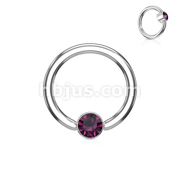 Crystal Set Round Flat Cylinder Captive Hoop Rings 316L surgical Steel - Image 2