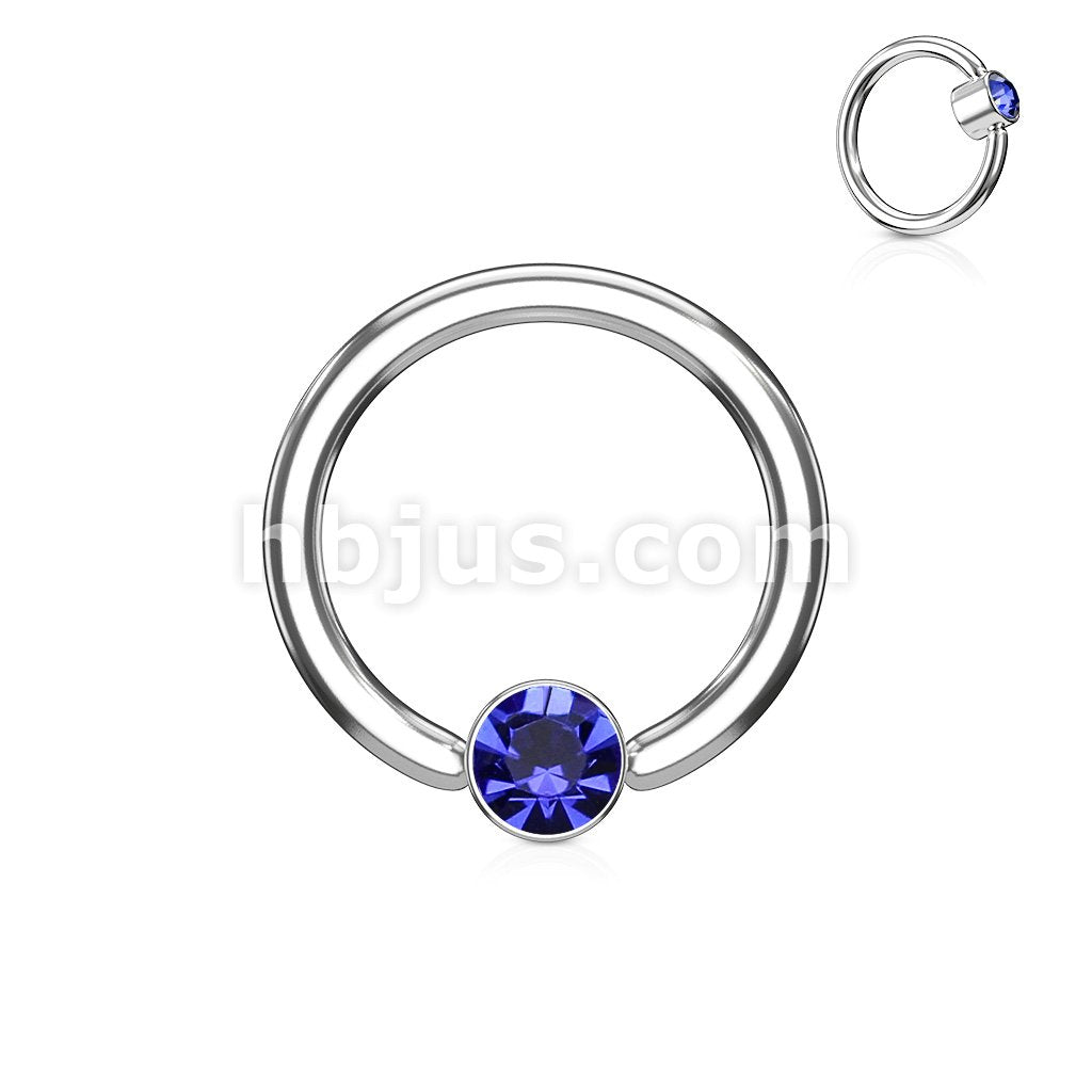 Crystal Set Round Flat Cylinder Captive Hoop Rings 316L surgical Steel - Image 4