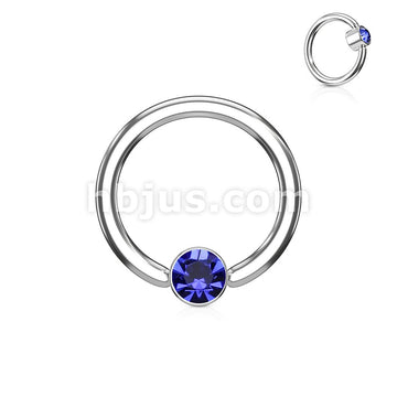Crystal Set Round Flat Cylinder Captive Hoop Rings 316L surgical Steel - Image 4