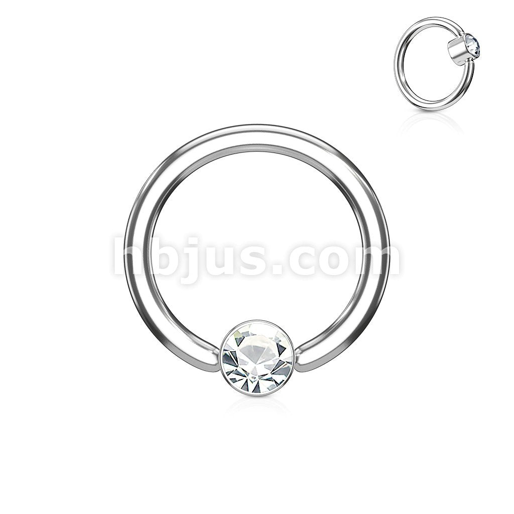 Crystal Set Round Flat Cylinder Captive Hoop Rings 316L surgical Steel - Image 5