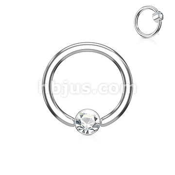 Crystal Set Round Flat Cylinder Captive Hoop Rings 316L surgical Steel - Image 5