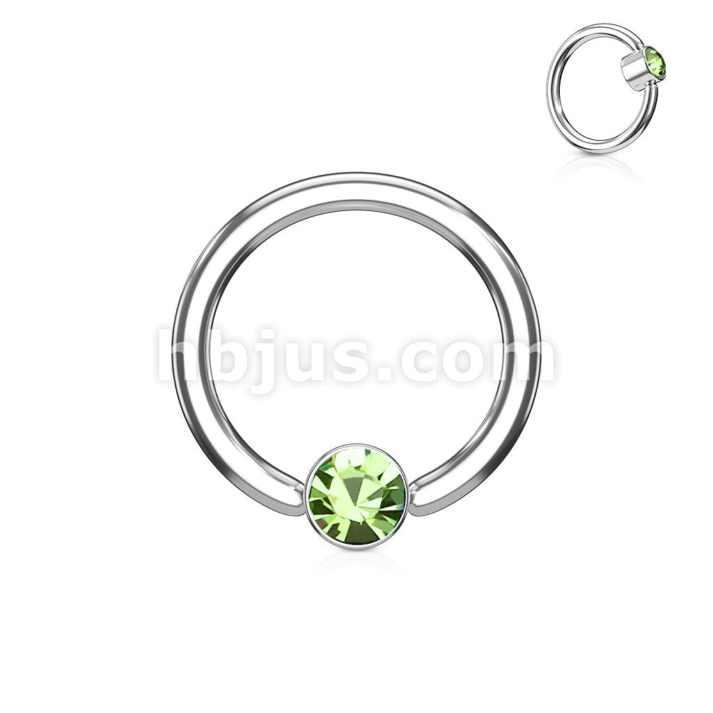 Crystal Set Round Flat Cylinder Captive Hoop Rings 316L surgical Steel - Image 6