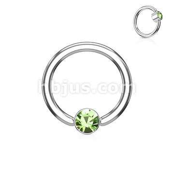 Crystal Set Round Flat Cylinder Captive Hoop Rings 316L surgical Steel - Image 6